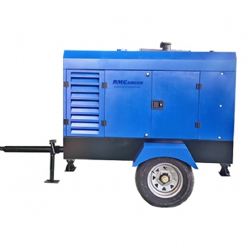 40kw 7bar 185cfm 4.5m3/min diesel Engine Screw air Compressor with Two Wheels and Cover