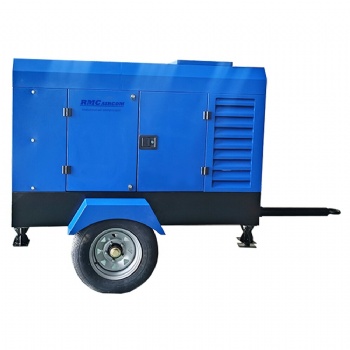 40kw 7bar 185cfm 4.5m3/min diesel Engine Screw air Compressor with Two Wheels and Cover