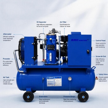 RMC-7.5VSA-8T 5.5kw/7.5hp  2-in-1 Permanent Magnet VFD Variablespeed Screw air Compressor